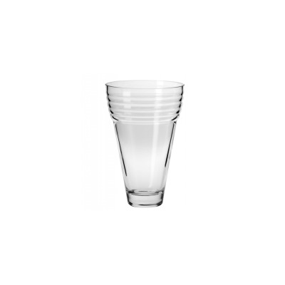 Wazon ryflowany Krosno Glass o wysokości 25 cm wykonany z przezroczystego szkła. Naczynie o stożkowym kształcie z charakterystycznymi poziomymi żłobieniami u