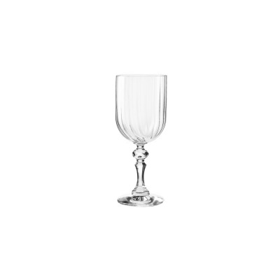 Kieliszek do wina Paris marki Krosno Glass o pojemności 300 ml. Przezroczyste szkło z pionowymi żłobieniami, osadzone na ozdobnej, fasetowanej nóżce z szeroką