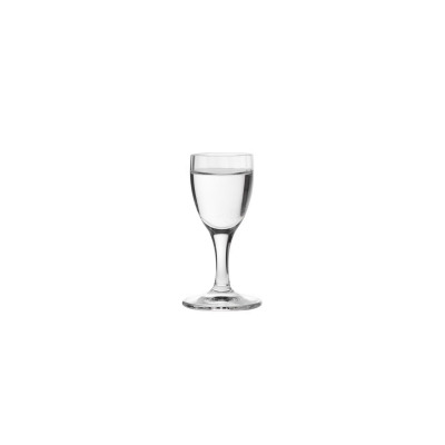 Kieliszek do wódki 25 ml z kolekcji Prima Lumi marki Krosno Glass S.A. Przezroczyste szkło o klasycznym, eleganckim kształcie na krótkiej nóżce, widok z przodu.