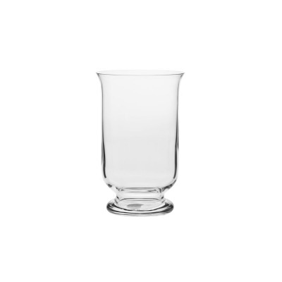 Szklany świecznik na nodze Krosno Glass o wysokości 29 cm. Klasyczny, przezroczysty wazon o kielichowym kształcie na stabilnej podstawie, widok na wprost.