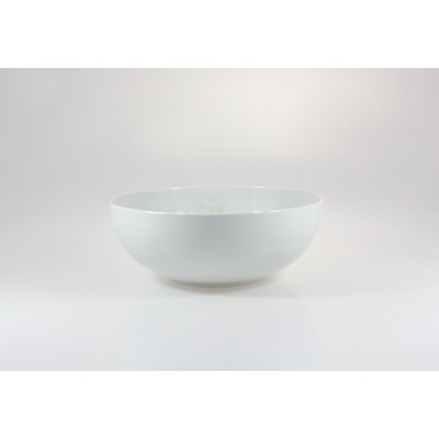 Biała salaterka Lubiana Magnolia o średnicy 25 cm. Klasyczna, porcelanowa misa o gładkiej powierzchni i zaokrąglonym kształcie, ukazana na jasnym tle.