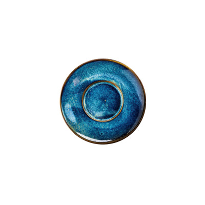 Spodek do bulionu Verlo DEEP BLUE o średnicy 15 cm. Okrągłe naczynie z kamionki w głębokim, niebieskim kolorze z cieniowaną teksturą i ciemniejszym rantem.