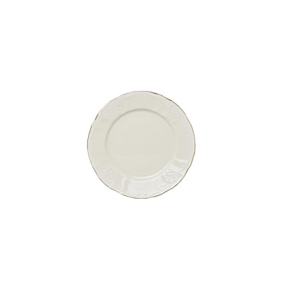 Talerz płytki 19 cm Bernadotte Ivory Gold marki Thun w kolorze kości słoniowej. Klasyczna porcelana z delikatnym reliefem na obrzeżach i eleganckim złotym