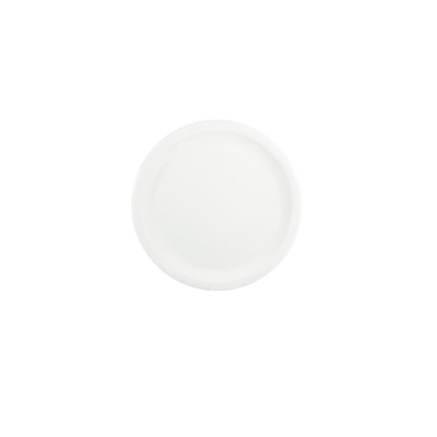 Biały talerz płytki AMERYKA marki Lubiana o średnicy 23 cm. Klasyczna, gładka porcelana o minimalistycznym designie, widok z góry na okrągłe naczynie.