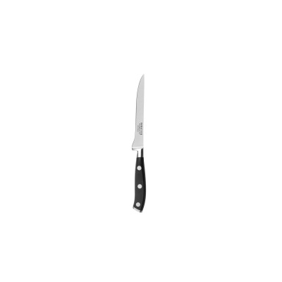 Nóż rozbiorowy Amefa 8657 Vulcano 13 cm z czarną rękojeścią nitowaną trzema srebrnymi nitami. Smukłe stalowe ostrze z grawerem Sabatier Trompette 5Cr15MoV.