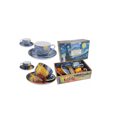 Filiżanki 250 ml ze spodkami 2 szt. - V. van Gogh / Taras kawiarni nocą i Gwiaździsta noc (830-7119)
