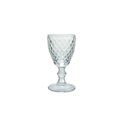 Kieliszek 200 ml DIAMOND marki Amefa z przezroczystego szkła. Naczynie o eleganckim, geometrycznym wzorze w romby, osadzone na ozdobnej nóżce z okrągłą