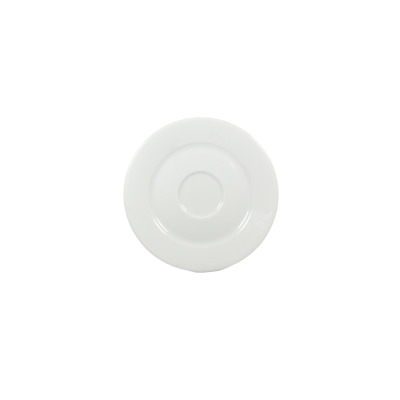 Biały spodek 16 cm z kolekcji WERSAL marki Lubiana. Klasyczne naczynie porcelanowe o gładkiej powierzchni i eleganckim, minimalistycznym designie, widok z góry.