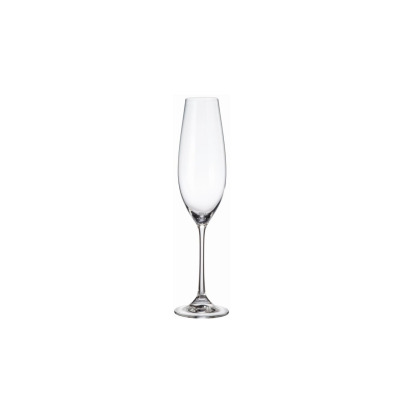 Elegancki kieliszek do szampana Bohemia Columba o pojemności 260 ml. Smukła, przezroczysta czasza z wysokiej jakości szkła osadzona na cienkiej, stabilnej