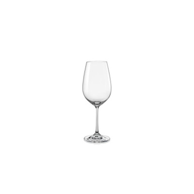 Kieliszek do wina czerwonego Viola marki Bohemia o pojemności 450 ml. Eleganckie, przezroczyste szkło o smukłej nóżce i klasycznym, zaokrąglonym kształcie