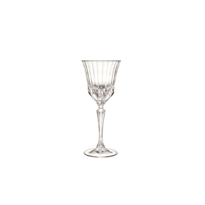 Kieliszek do wina Adagio marki RCR o pojemności 220 ml. Wykonany z przezroczystego szkła kryształowego, posiada eleganckie żłobienia i zdobioną nóżkę.