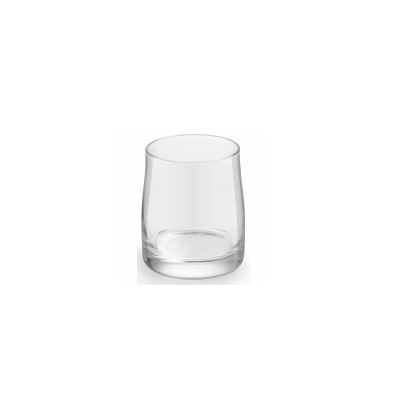 Przezroczysta szklanka Onis Stark o pojemności 285 ml z grubym dnem, ukazana w ujęciu frontalnym na białym tle. Klasyczny, minimalistyczny design naczynia.