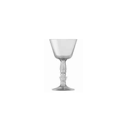 Przezroczysty kieliszek Tiki Clear marki Onis o pojemności 200 ml. Nóżka naczynia posiada unikalny, rzeźbiony wzór w stylu tiki, widoczny na wprost.