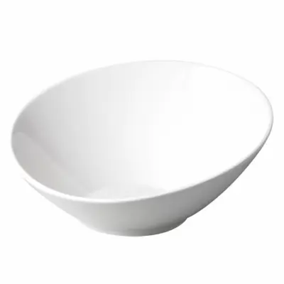 Biała, porcelanowa misa bufetowa Verlo o średnicy 29 cm i pojemności 1,6 l. Elegancka salaterka o nowoczesnym, skośnym kształcie na stabilnej podstawie.