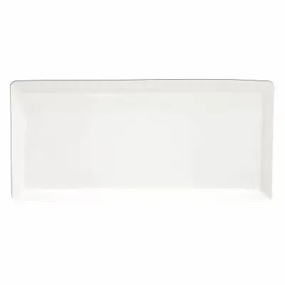 Biały, prostokątny półmisek bufetowy Verlo Buffet o wymiarach 52x24 cm. Gładka, minimalistyczna powierzchnia naczynia z delikatnie wywiniętym rantem.