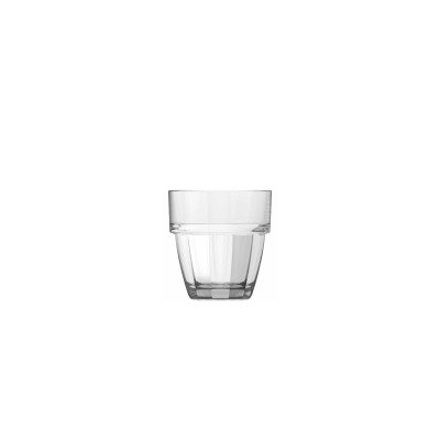Przezroczysta szklanka do espresso Enigma marki Onis o pojemności 110 ml. Naczynie o klasycznym designie z pionowymi żłobieniami w dolnej części, widok z