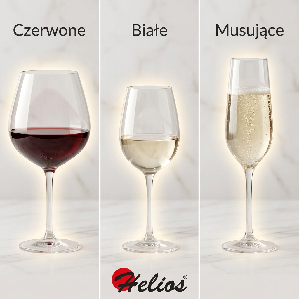 Infografika Helios: Rodzaje kieliszków do wina i ich przeznaczenie